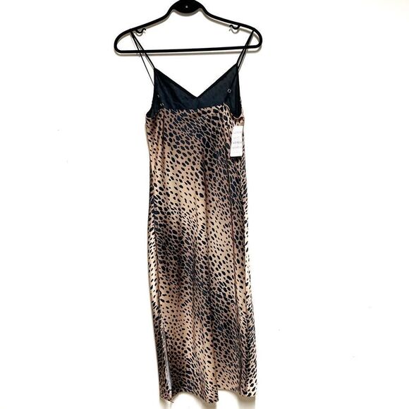 NWT Everee Good American Leopard Satin Slip Dress Vanity Sz 1 Sz 4 US - Picture 2 of 8